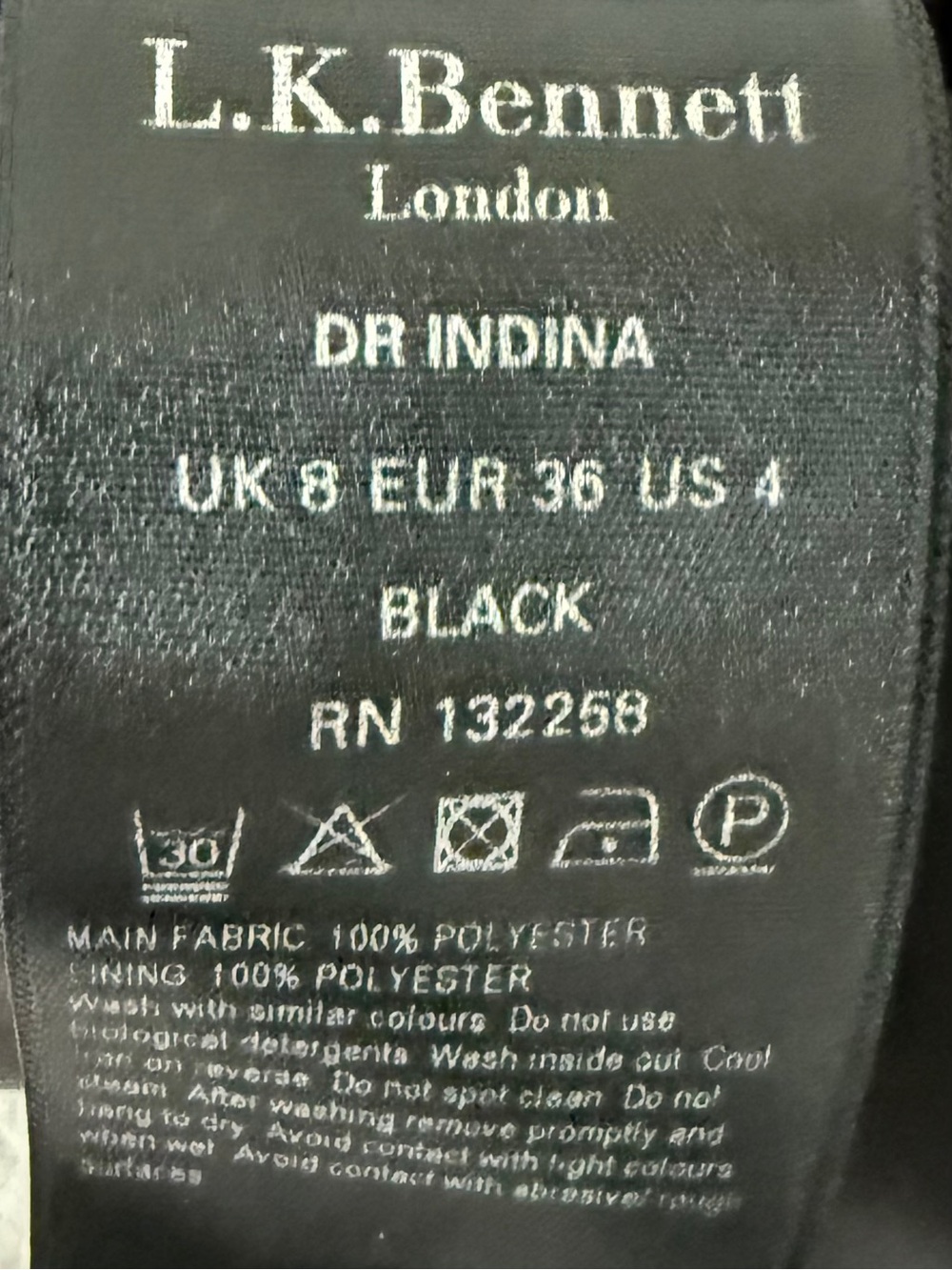 LK Bennett London Indina midi black w/ white piping S-4 - Picture 7 of 7